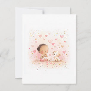 Baby & Valutasdag- Puppys postkort Akvarell Tack Kort