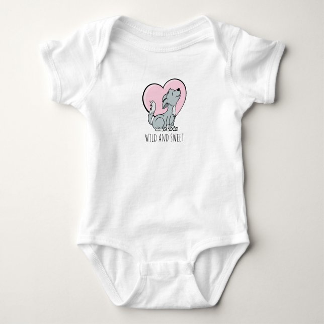 Baby Varg med hjärta - Vild och sötningsmedel T Shirt (Framsida)