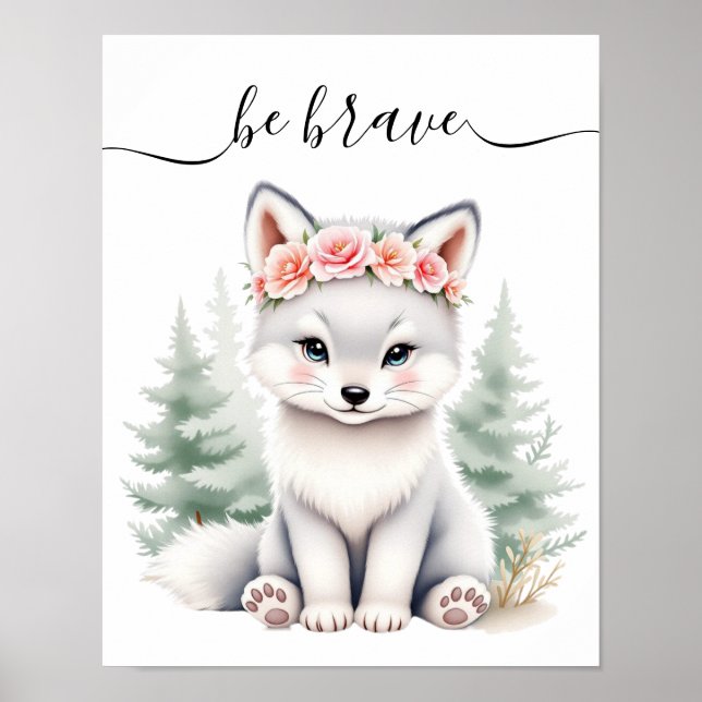 Baby Varg Woodland Nursery Bravery Affirmation Poster (Framsidan)