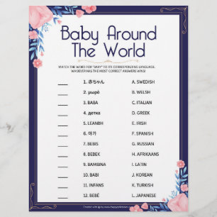 Baby Värld runt [Blommigt Ram] Brevhuvud