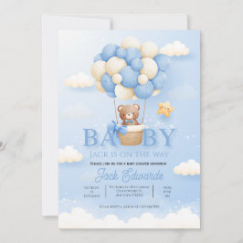 Baby Varmluftsballong Vattenfärgshower Konst Inbjudningar