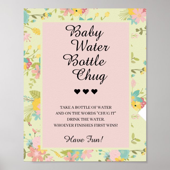 Baby Vattenflaska Chug Baby Shower Game Poster (Framsidan)