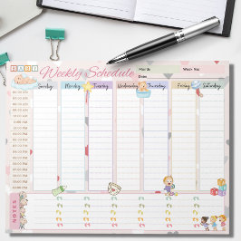 Baby veckoschema för schemaläggning av Pastel Rosa Anteckningsblock
