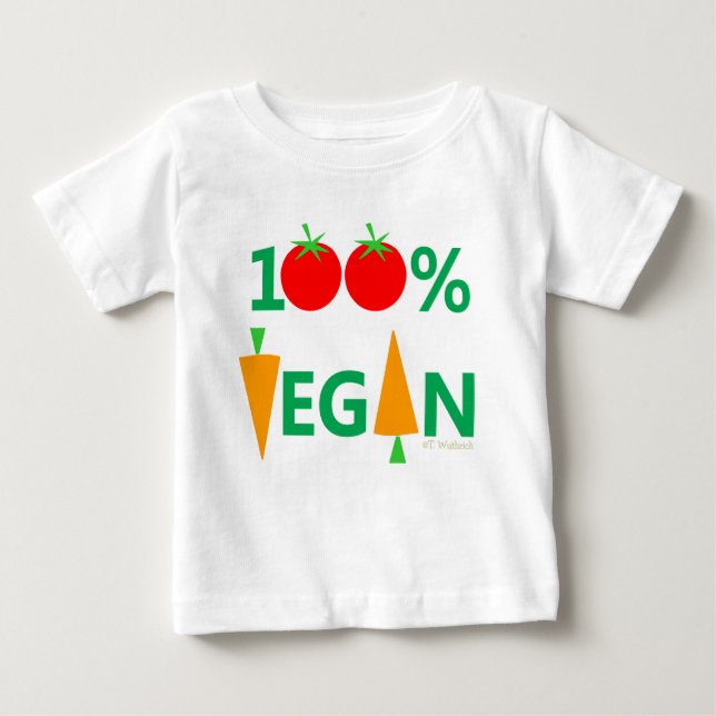 Baby Vegan Cute Tecknad Vegetables Humous Tee Shirt (Framsida)