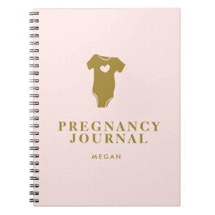 Baby Vest Gravid Journal Rosa och Guld Anteckningsbok