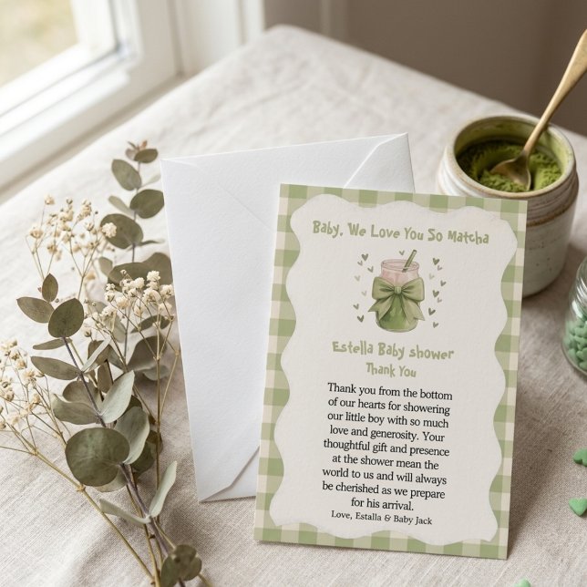 Baby vi älskar dig så mycket Grön matcha-båge Tack Kort (Skapare uppladdad)