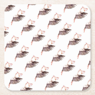 Baby vid Stork Underlägg Papper Kvadrat