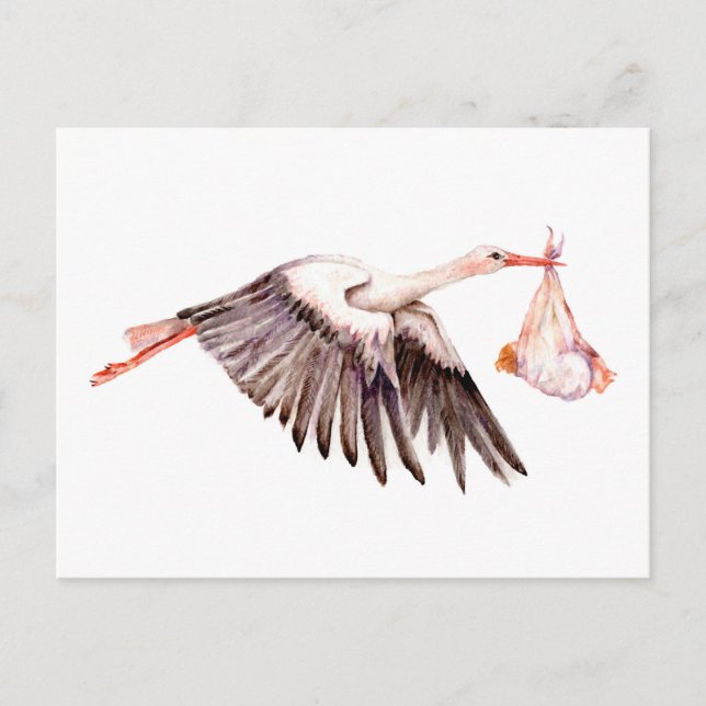 Baby vid Stork Vykort (Framsida)