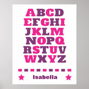 Baby visuell alfabet rosa lila abc poster