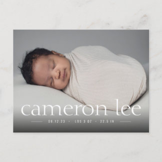 Baby-vykort för foto till födelseattest av enkel t helg vykort