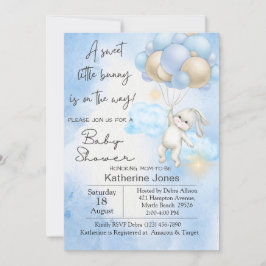 Baby Watercolor Bunny Rabbit Balloons Baby Shower Inbjudningar