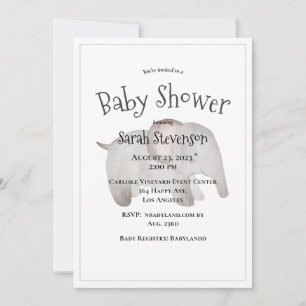Baby Watercolor Elephant Modern Baby Shower Inbjudningar