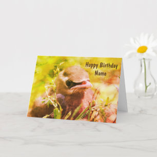 Baby Waxwing Bird Art Personlig Birthday Kort