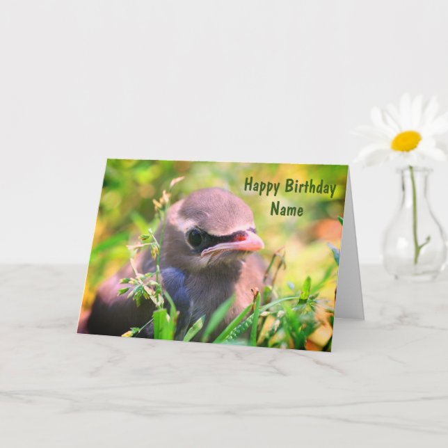 Baby Waxwing Bird Personlig Birthday Kort (Liten växt)
