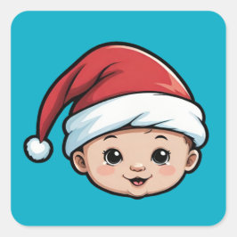 Baby Wearing Santa Hat Fyrkantigt Klistermärke