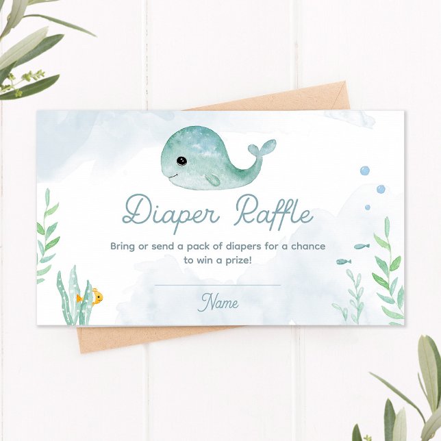 Baby Whale Baby Shower Diaper Raffle Card Placeringskort (Skapare uppladdad)