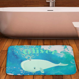 Baby Whale Gnistra Blue Nautical Personal Nursery Badrumsmatta