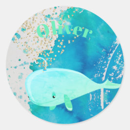 Baby Whale Gnistra Blue Nautical Personal Runt Klistermärke