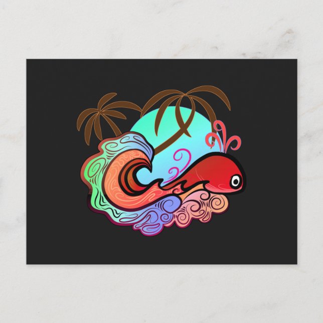 Baby Whale Surfer Vykort (Framsida)