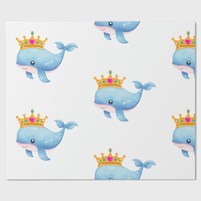 Baby Whale Thmet Baby Wrapping Papper Presentpapper (Platt)