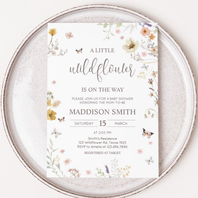 Baby Wildblomma Botanical Vår Baby Shower Inbjudningar (Botanical Spring Little Wildflower Baby Shower Invitation
)