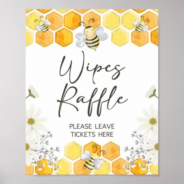 Baby Wipes Raffle undertecknar honungsbitema Poster (Framsidan)