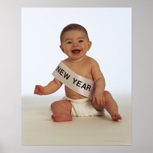 Baby with New Year sash Poster (Framsidan)
