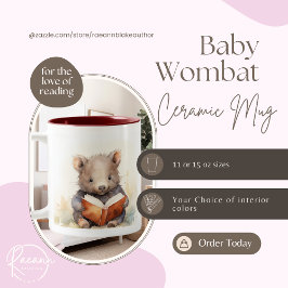 Baby Wombat Reader Ceramic Mugg