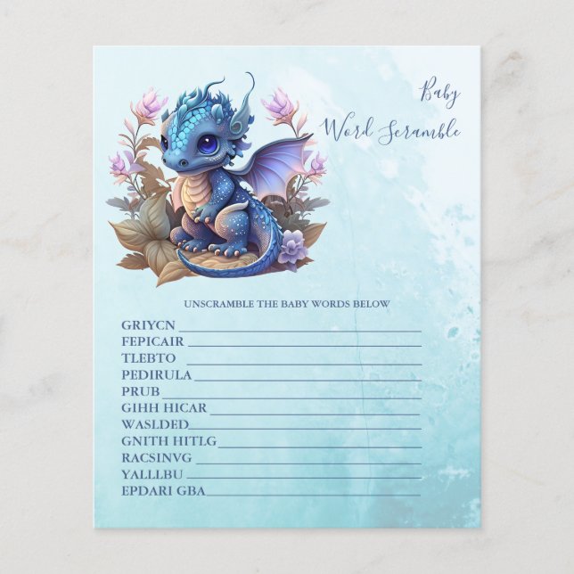 Baby Word Scramble Baby Shower-spel (Framsida)