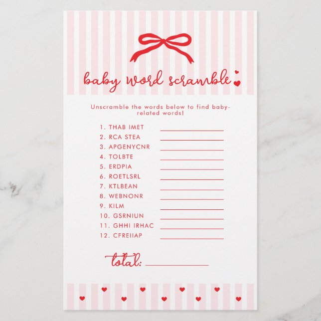 Baby Word Scramble Red Bow Coquette game (Framsida)