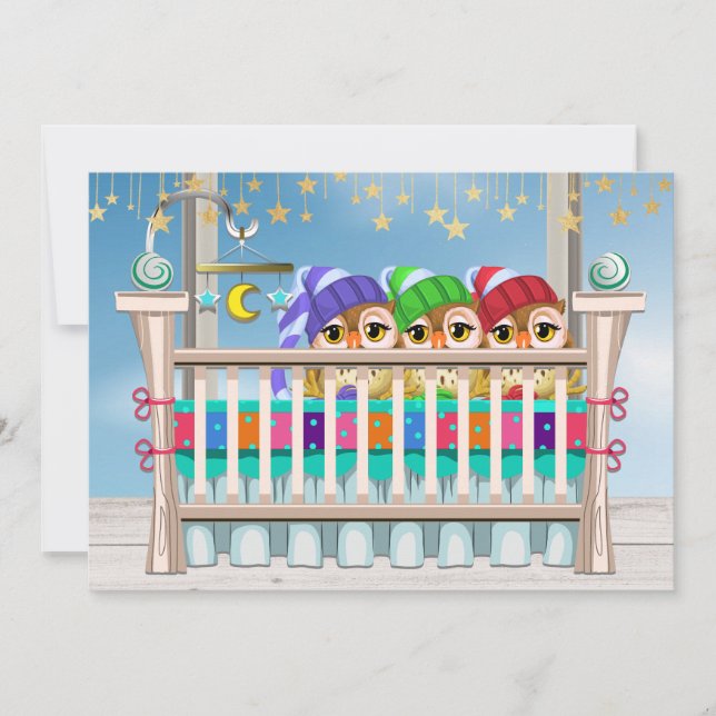 Baby x 3 - YIPPEE! Inbjudan till baby (Framsida)