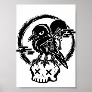 Baby Yatagarasu (Trefotad kråka) På Dödskalle Poster