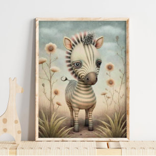 Baby zebra afrikanskt djur Zebra väggtryck Poster