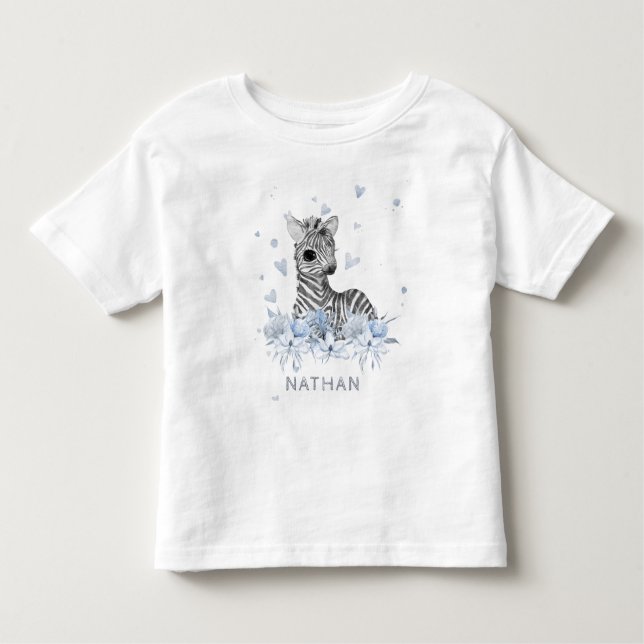 *~* Baby Zebra Blommigt Jungle Boy Småbarn Kid T Shirt (Framsida)