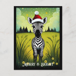 Baby Zebra Flower Meadow Santa God jul Vykort