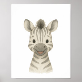 Baby Zebra Gender Neutral Safari Nursery Poster