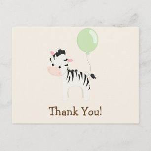 Baby Zebra, Grönt, Jungle Animal Tack Vykort