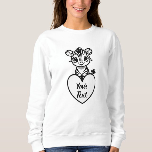 Baby Zebra Heart med ditt Anpassningsbar-meddeland T Shirt (Framsida)