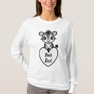 Baby Zebra Heart med ditt Anpassningsbar-meddeland T Shirt