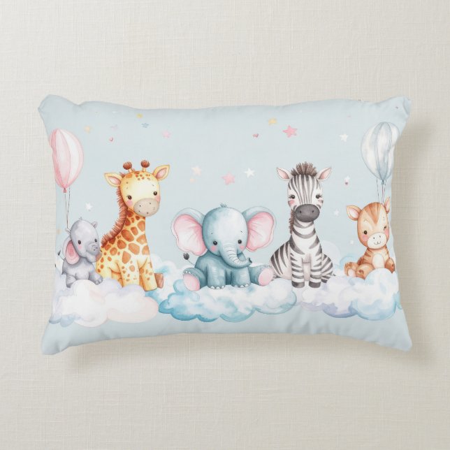 Baby Zebra med alla sina vänner Prydnadskudde (Framsidan)