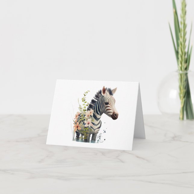 Baby Zebra med blommor BLANK Kort (Framsida)