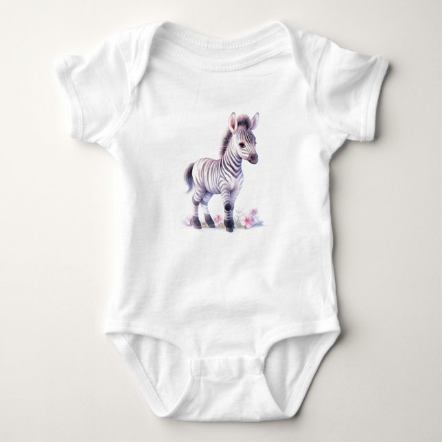 Baby Zebra med blommor, Zoo, Safari T Shirt (Framsida)