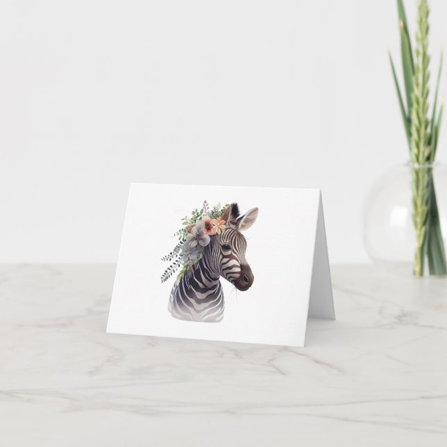 Baby Zebra med Flowers BLANK Kort (Framsida)