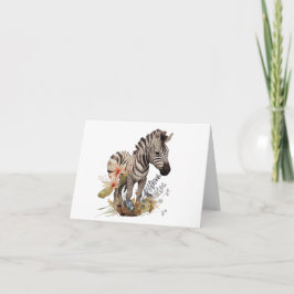 Baby Zebra med många blommor BLANK Kort