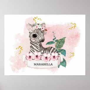 *~* Baby Zebra Namn Jungle Nurser Girl Baby Poster