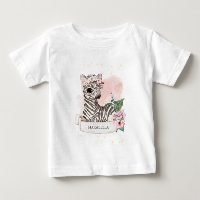 *~* Baby Zebra Namn Nursery Jungle Sweet Girl T Shirt (Framsida)