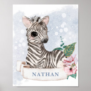 *~* Baby Zebra Nursery Boy Jungle Sweet Namn Post Poster