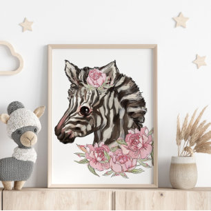 Baby Zebra Ro Animal Poster Utskrift av vägg