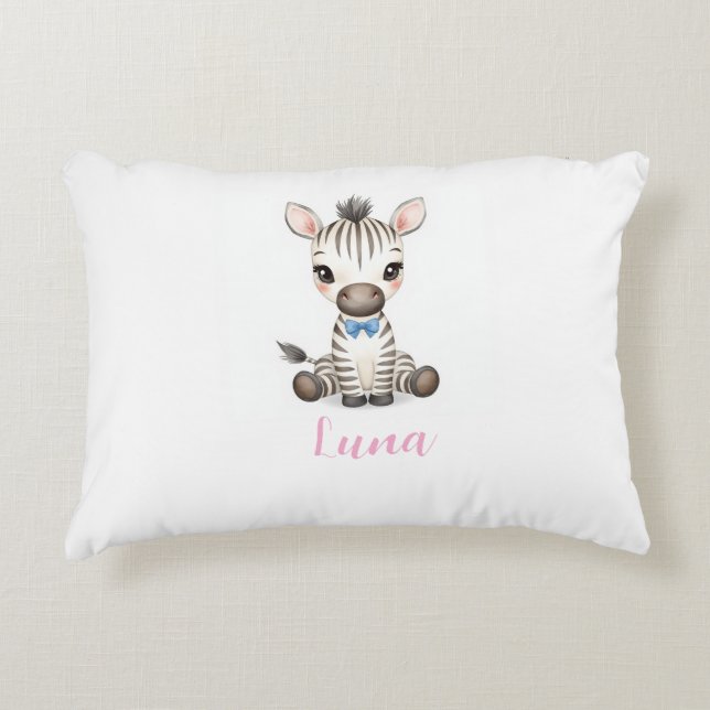 Baby Zebra Sängkudde | Anpassat Namn Prydnadskudde (Framsidan)