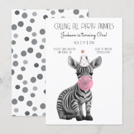 Baby Zebra, svart och vit födelsedag Inbjudningar